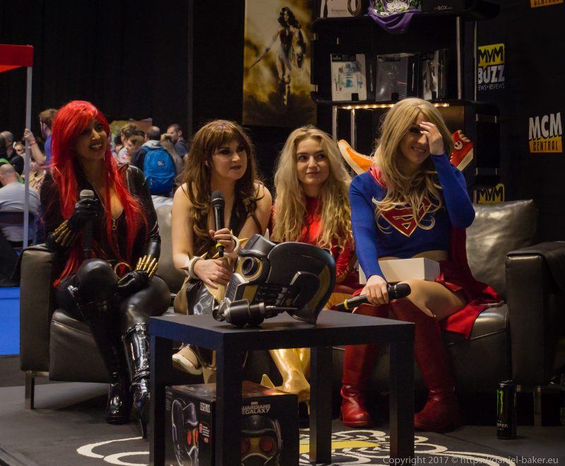TashaCosplay MissMojoJones ChiquititaCoz and Artyfakes in cosplay at at MCM Comiccon November 2017