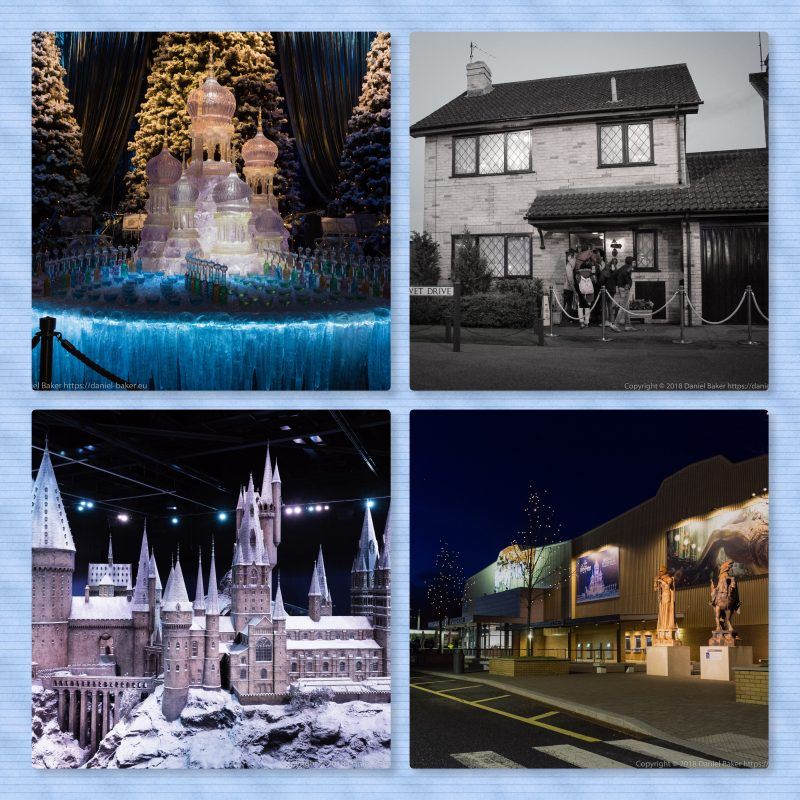 Collage of photos from the Warner Brothers studio tour