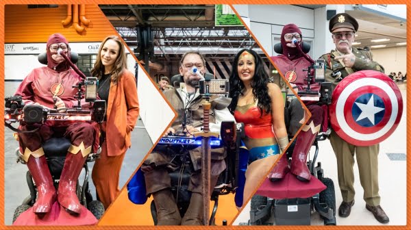 Collage of photos of Daniel Baker in cosplay at MCM Comiccon November 2019